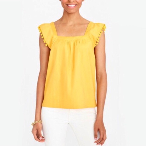 J. Crew Tops - J. Crew Yellow Square Neck Pom Pom Top 4